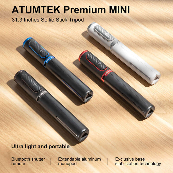 Atumtek Premium Mini 31,3 pouces Trépied de téléphone Perche à selfie
