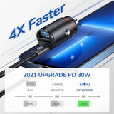 60W-USB-Car-Charger- Adapter-[PD-30W-&-QC-30W]- Fast- Charging