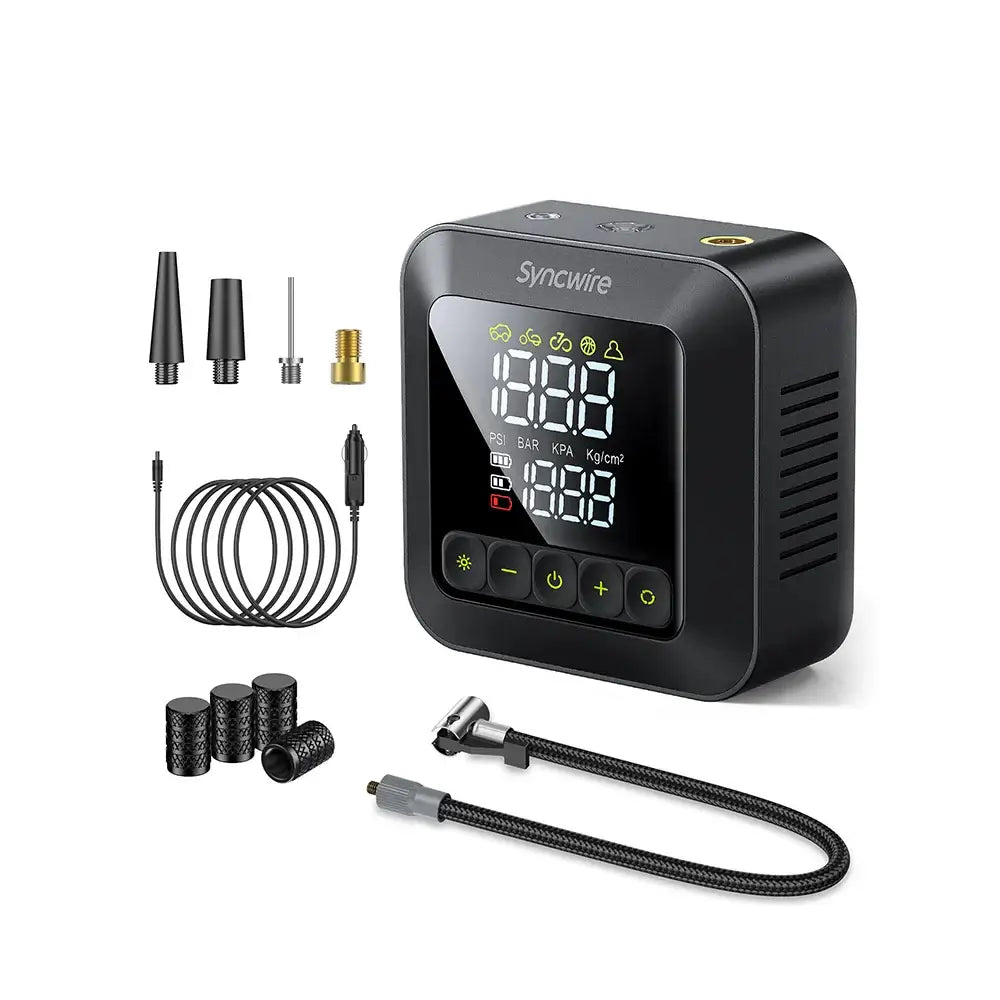 150 PSI Fast Tire Inflator Portable Air Compressor, Quiet Air Pump with LCD Gauge