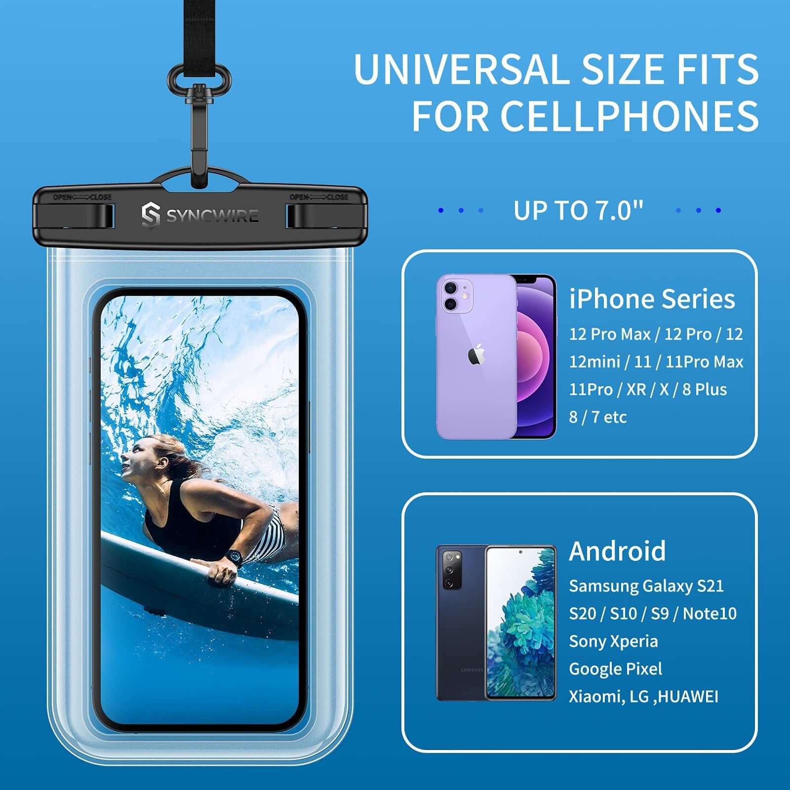 IPX8-Floatable-Waterproof-Phone-Pouch-Underwater-Dry Bag-Universal-Sizes-For-Multiple-Cellphones